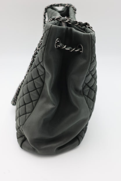 Chanel Iridescent Calfskin New Bubble Quilt Tote In Dark Gray