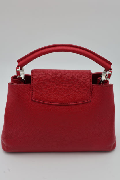 Louis Vuitton Capucines BB Bag In Scarlet Red Taurillon With Silver-tone Hardware