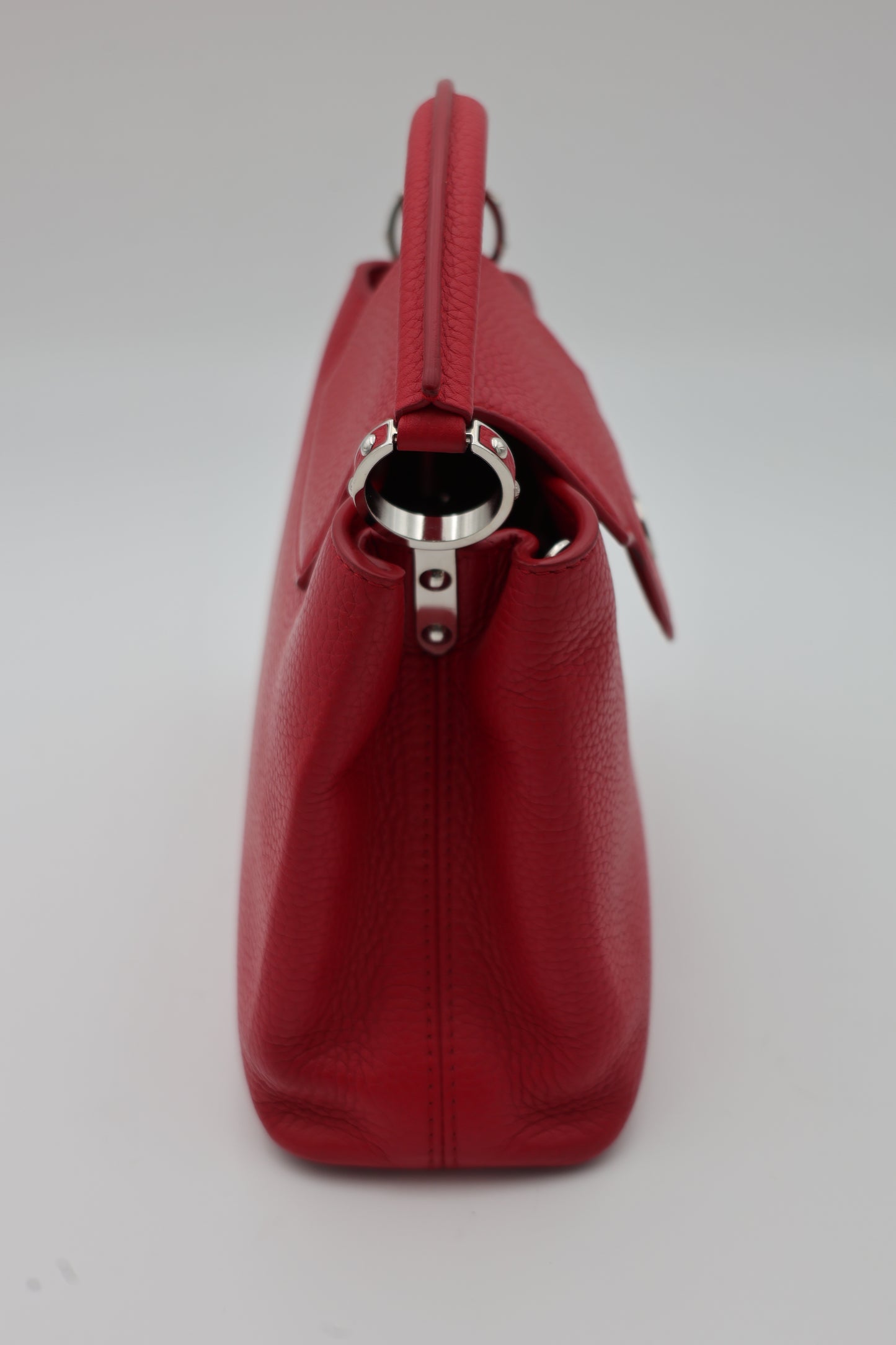 Louis Vuitton Capucines BB Bag In Scarlet Red Taurillon With Silver-tone Hardware