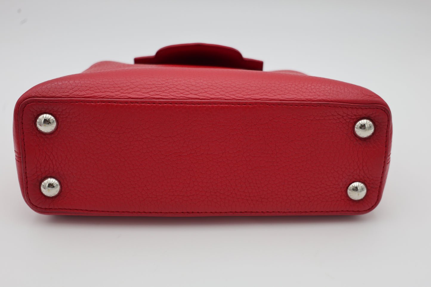 Louis Vuitton Capucines BB Bag In Scarlet Red Taurillon With Silver-tone Hardware