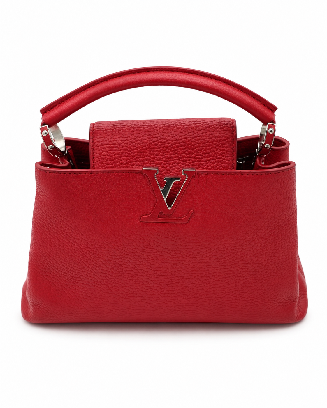 Louis Vuitton Capucines BB Bag In Scarlet Red Taurillon With Silver-tone Hardware