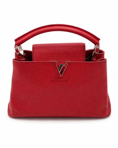 Louis Vuitton Capucines BB Bag In Scarlet Red Taurillon With Silver-tone Hardware