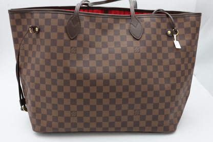 Louis Vuitton Neverfull GM Tote Bag Article De Voyage 101, Champs Elysees Paris In Damier Ebene Cerise Red With Pochette