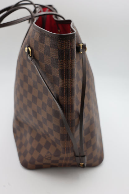 Louis Vuitton Neverfull GM Tote Bag Article De Voyage 101, Champs Elysees Paris In Damier Ebene Cerise Red With Pochette