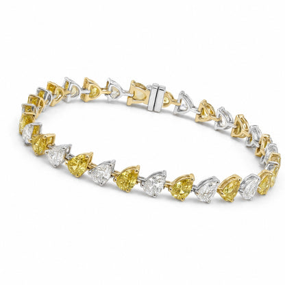 JANARY Pear 18-Carat Diamond Alternating Tennis Bracelet in 18K Gold