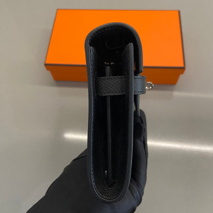 Hermès Kelly Wallet Noir Epsom Leather PHW