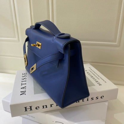 Hermès Kelly Pochette Bleu Saphir Swift Leather GHW