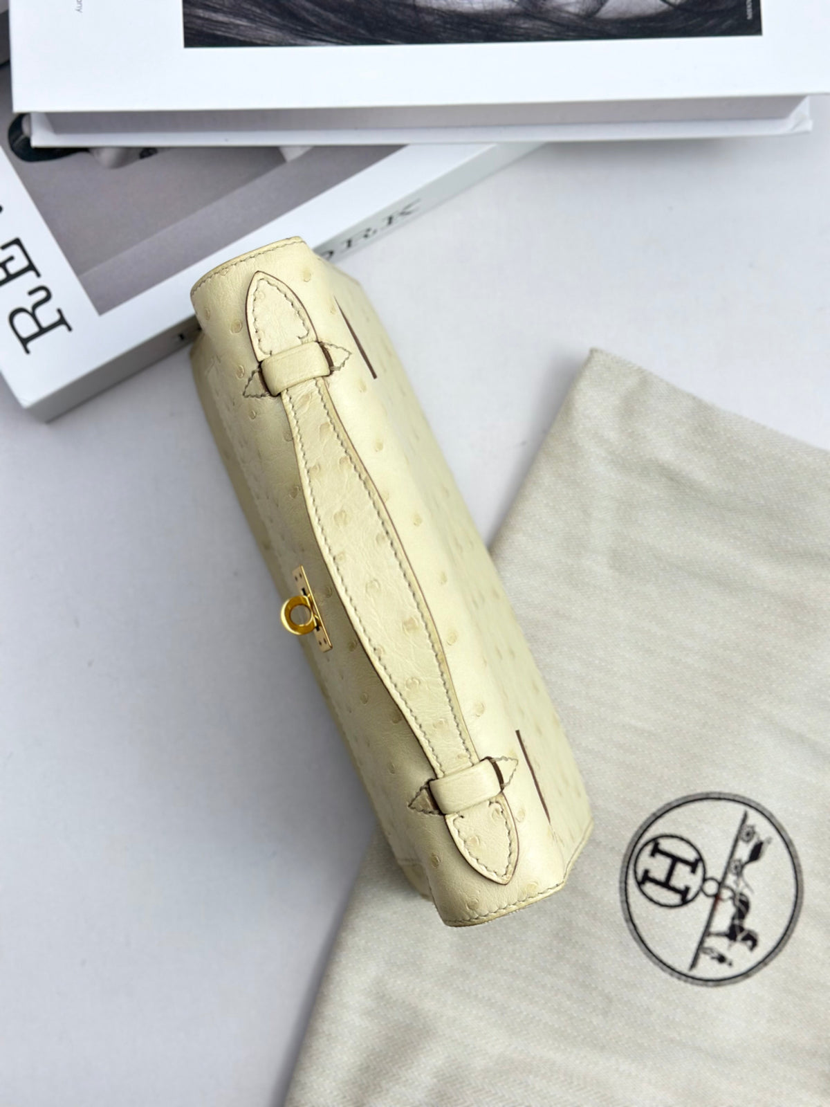 Hermès Mini Kelly Pochette Beton Ostrich Leather