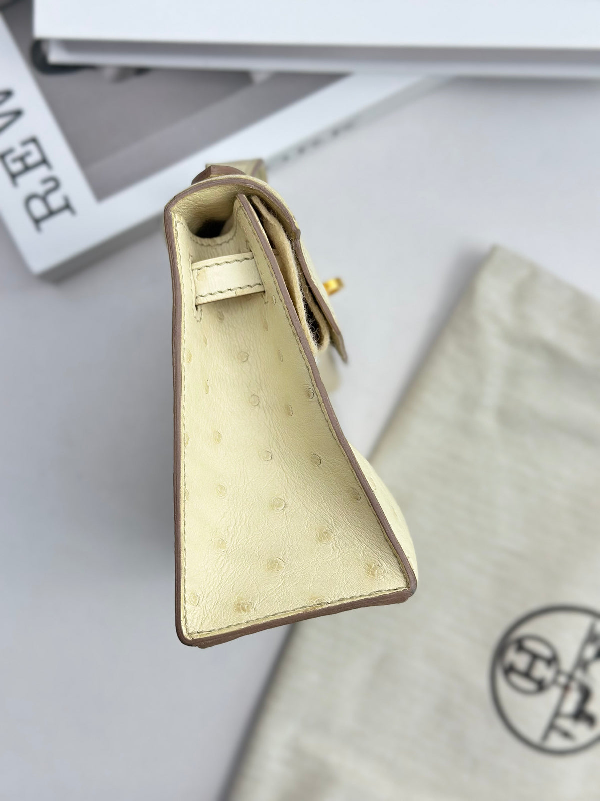 Hermès Mini Kelly Pochette Beton Ostrich Leather