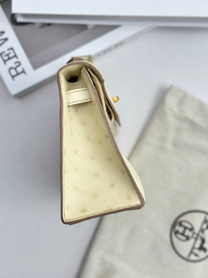 Hermès Mini Kelly Pochette Beton Ostrich Leather