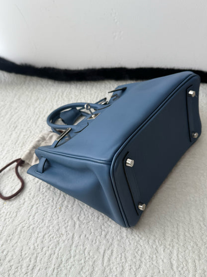 Hermès Birkin 25 Bleu Brighton Sikkim Leather PHW