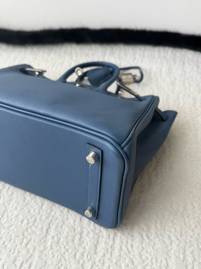 Hermès Birkin 25 Bleu Brighton Sikkim Leather PHW