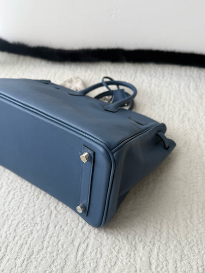 Hermès Birkin 25 Bleu Brighton Sikkim Leather PHW