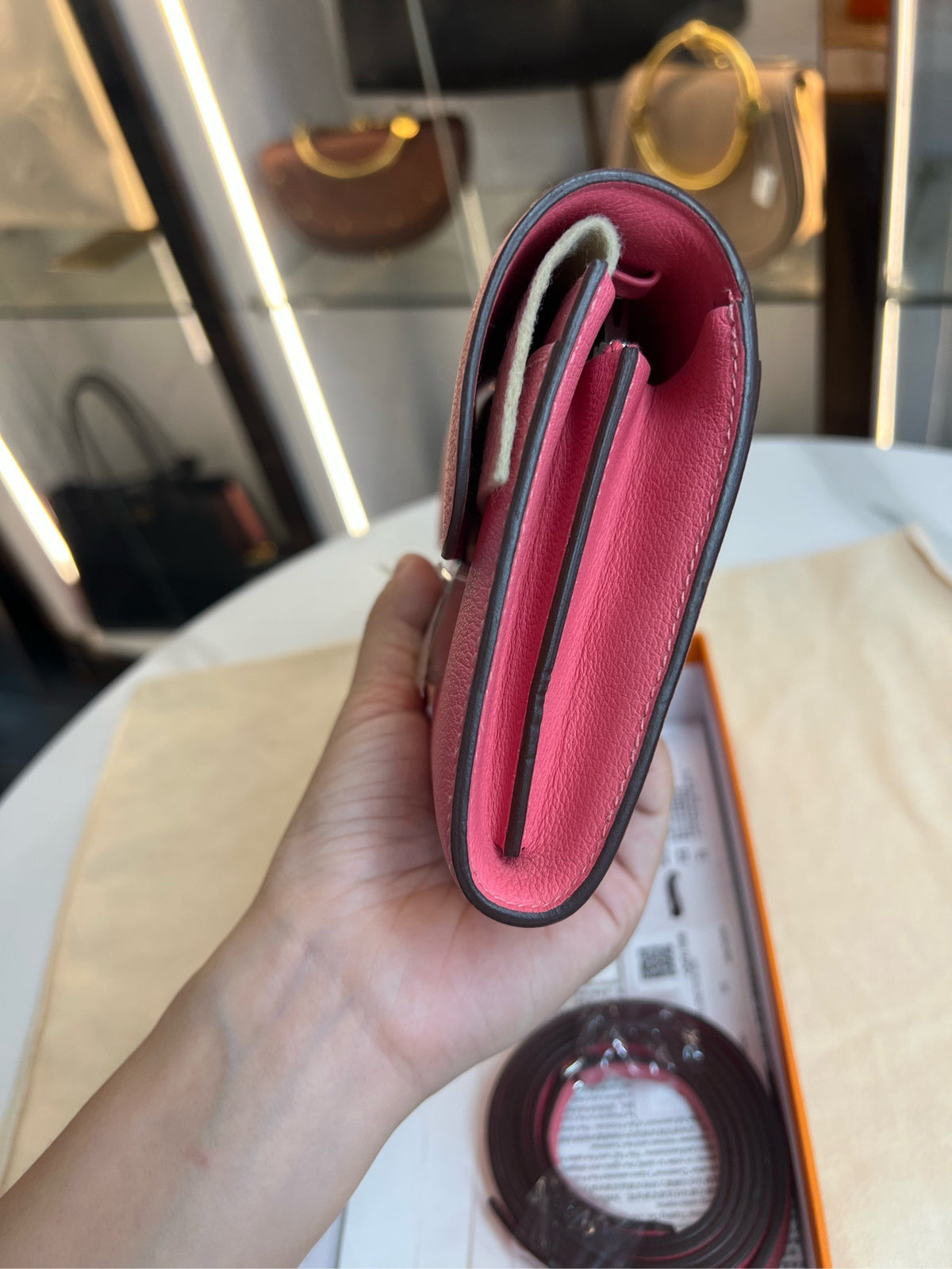 Hermès Constance To Go Rose Lipstick Togo Leather PHW