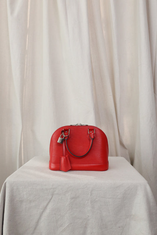 LOUIS VUITTON Red Epi Leather Alma BB Satchel