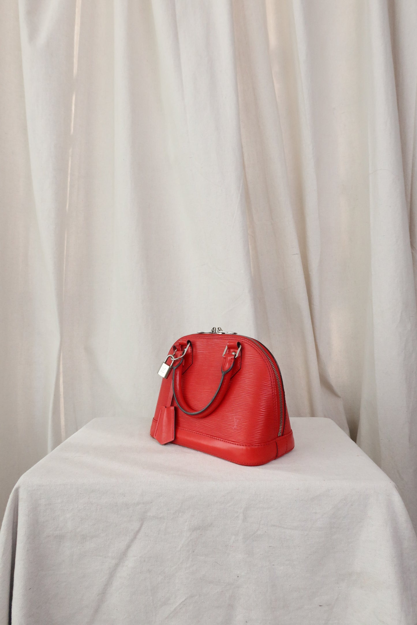 LOUIS VUITTON Red Epi Leather Alma BB Satchel