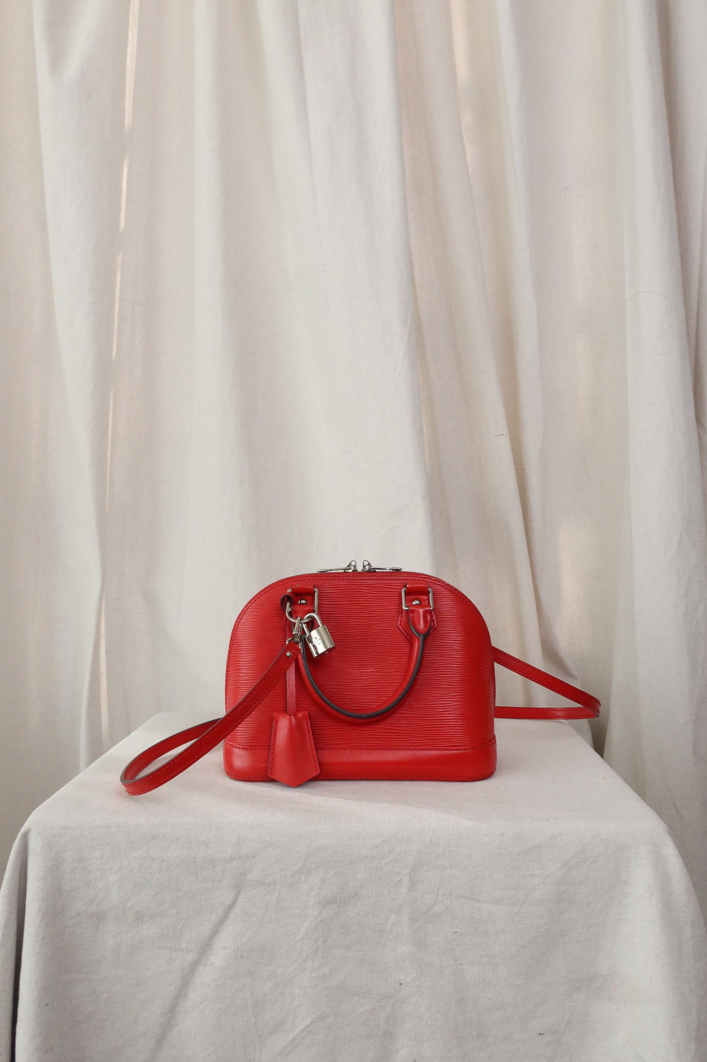 LOUIS VUITTON Red Epi Leather Alma BB Satchel