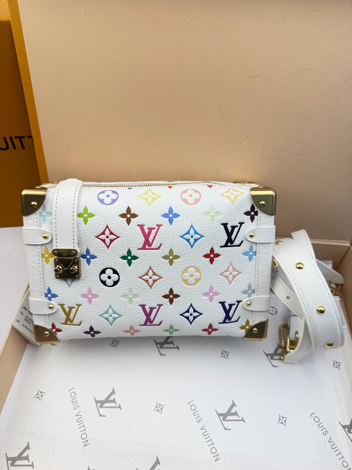 Louis Vuitton x Takashi Murakami Side Trunk White Multicolor Monogram