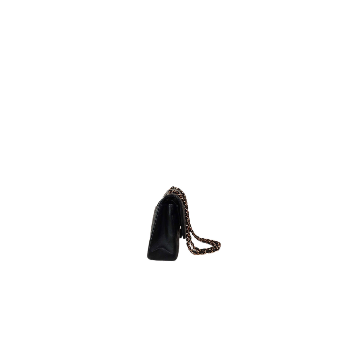 Chanel 21B Black Lambskin Quilted Classic Flap Medium Rose Gold Hardware