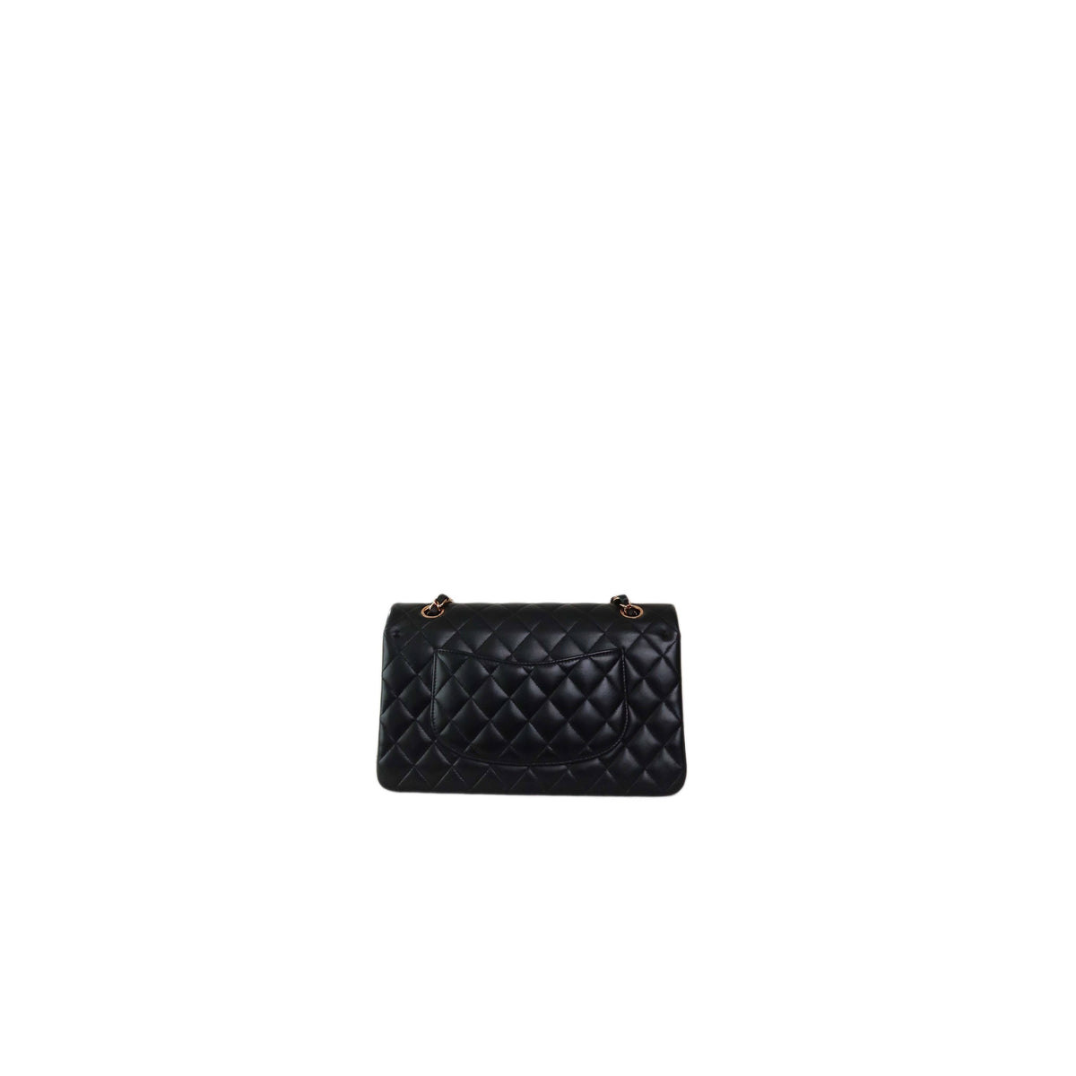 Chanel 21B Black Lambskin Quilted Classic Flap Medium Rose Gold Hardware