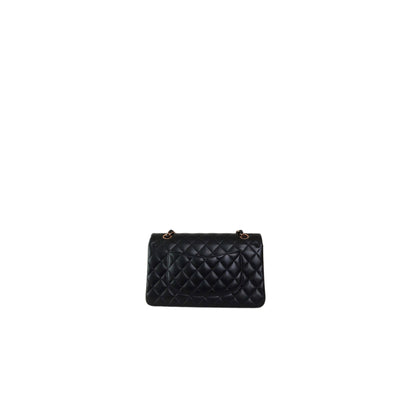 Chanel 21B Black Lambskin Quilted Classic Flap Medium Rose Gold Hardware
