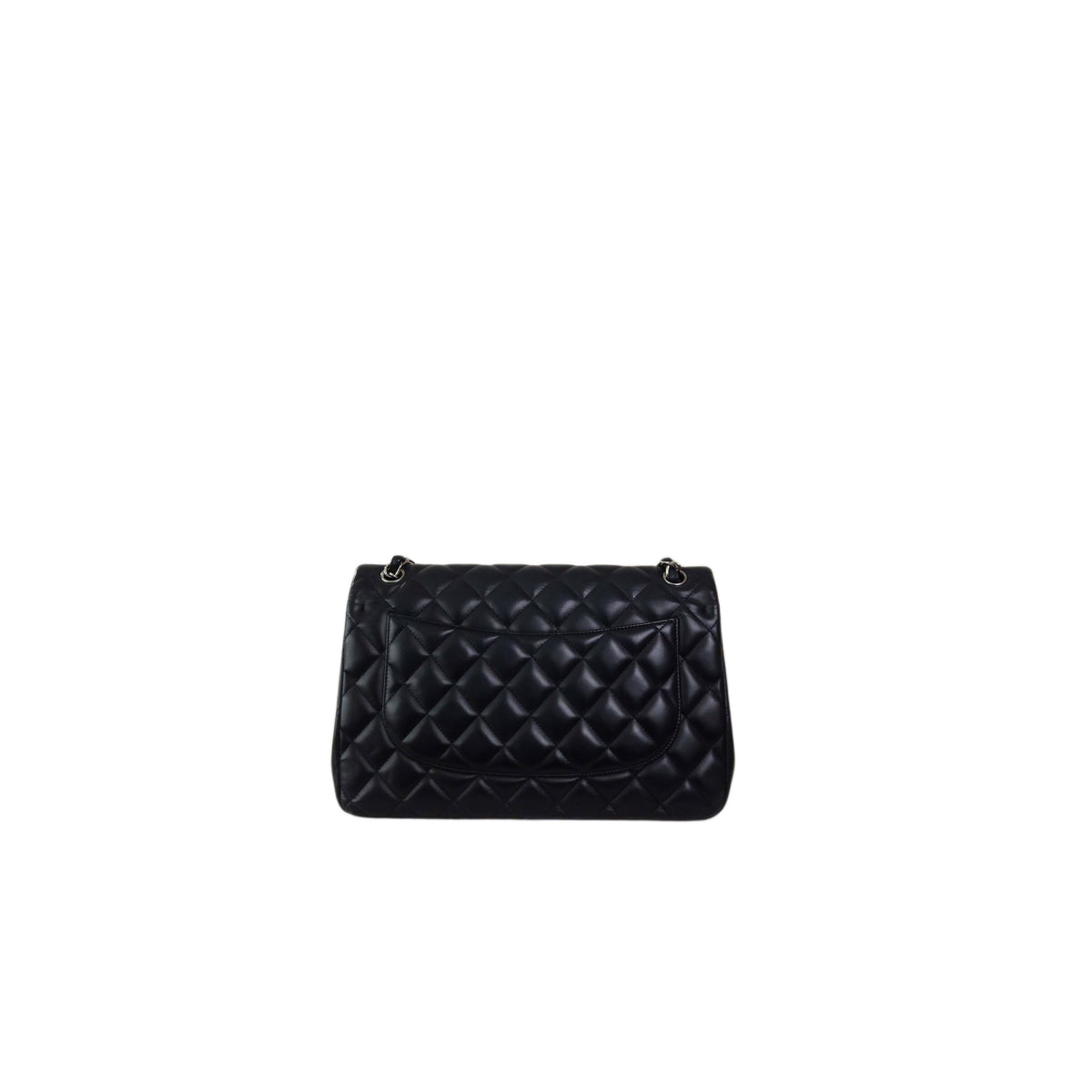 CHANEL Lambskin Quilted Jumbo Double Flap Bag in Navy Blue