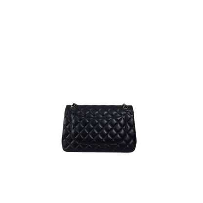 CHANEL Lambskin Quilted Jumbo Double Flap Bag in Navy Blue