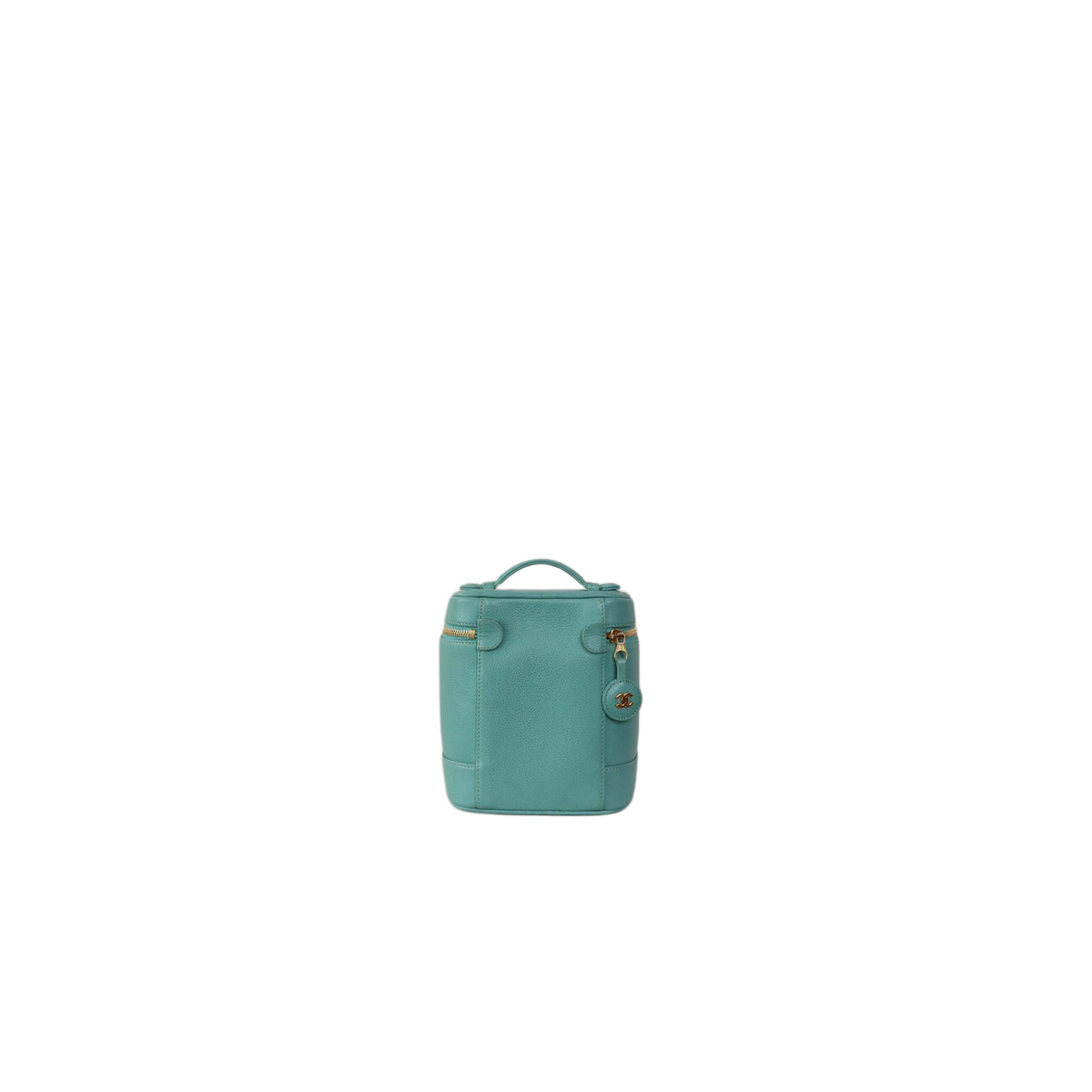 CHANEL Vanity Bag Pouch in Turquoise Blue Green Grained Leather