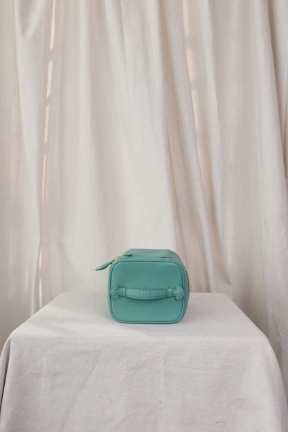 CHANEL Vanity Bag Pouch in Turquoise Blue Green Grained Leather