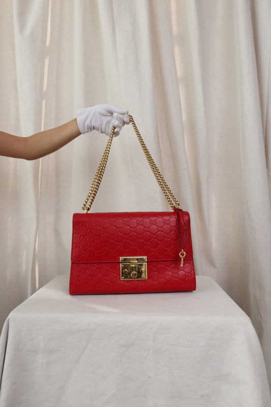 GUCCI Guccissima Medium Padlock Shoulder Bag