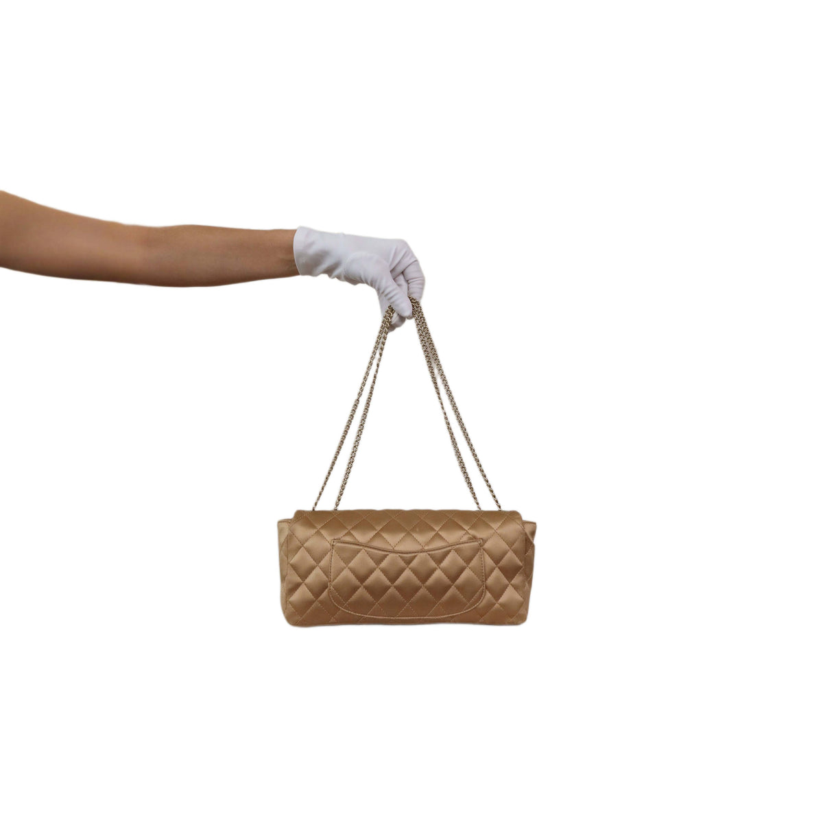 CHANEL Limited Edition Gold Quilted Satin East West Single Flap Bag