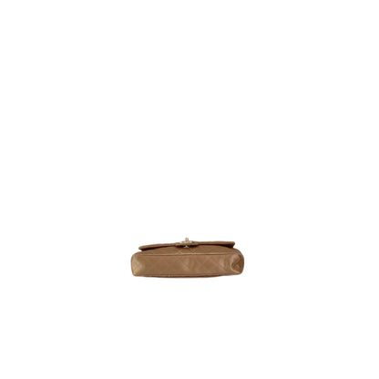 CHANEL Limited Edition Gold Quilted Satin East West Single Flap Bag