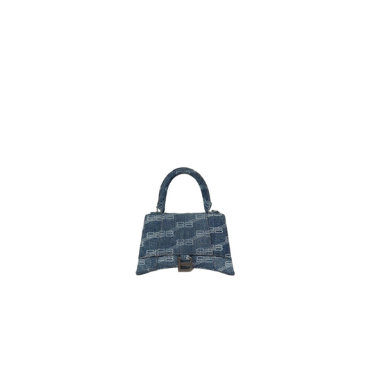 Balenciaga Hourglass Top Handle Small BB Monogram Denim Bag