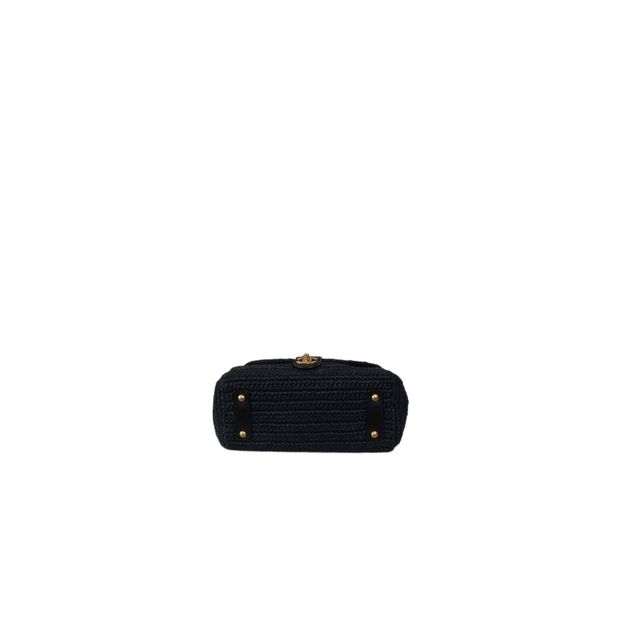 CHANEL Black Straw Chain Shoulder Bag