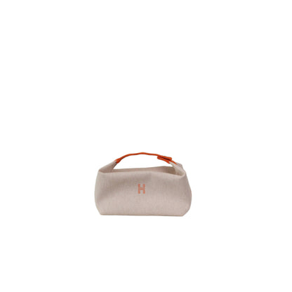 HERMES Canvas Large Bride-A-Brac Pouch Natural Orange