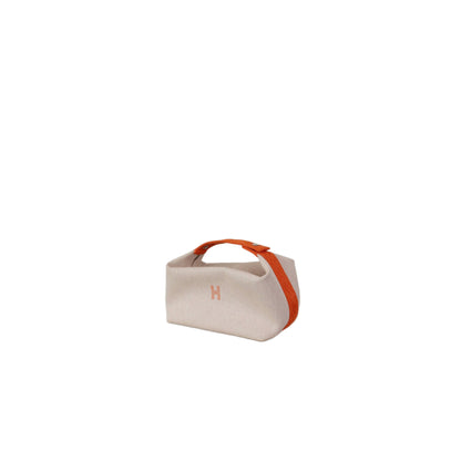 HERMES Canvas Large Bride-A-Brac Pouch Natural Orange