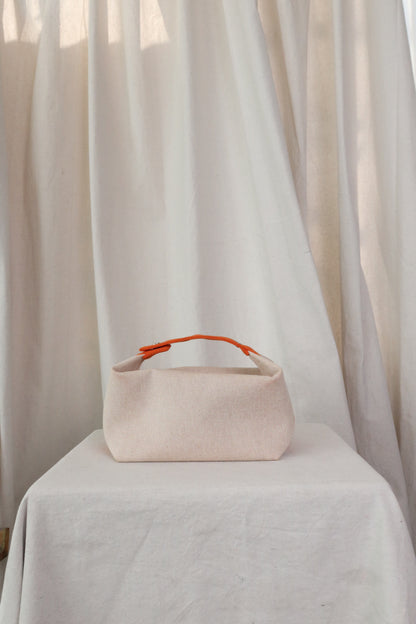 HERMES Canvas Large Bride-A-Brac Pouch Natural Orange