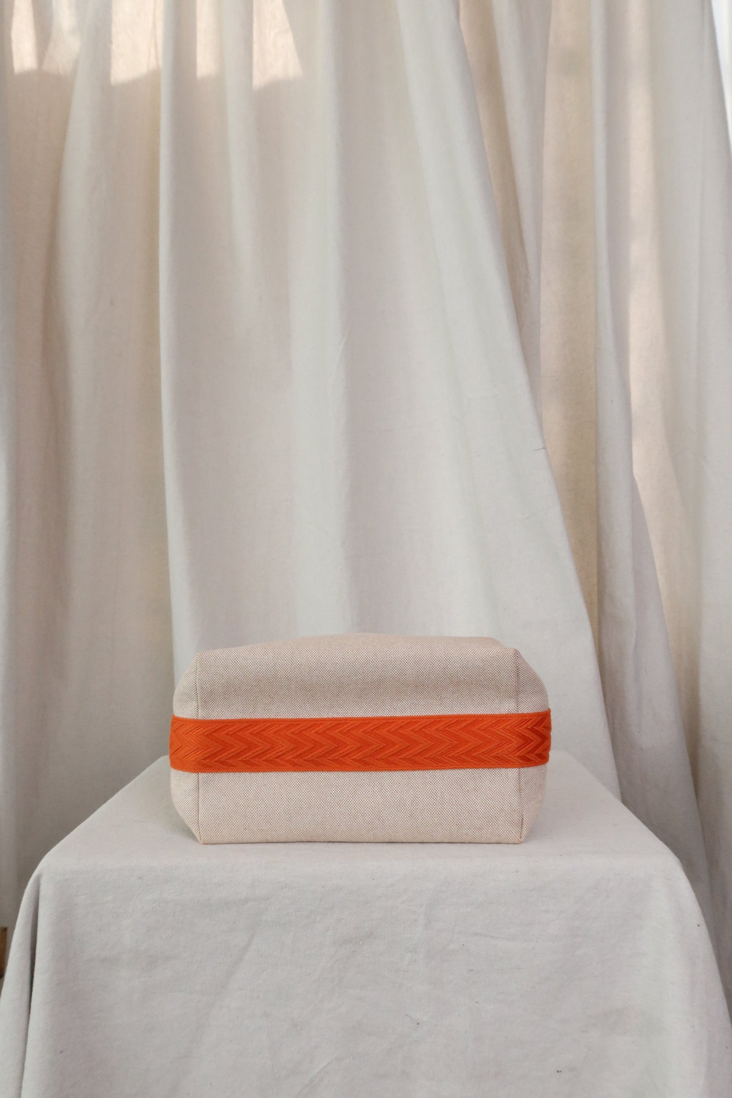 HERMES Canvas Large Bride-A-Brac Pouch Natural Orange