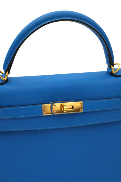 Hermes Evercolor Kelly II Retourne 32 Bleu Hydra GHW