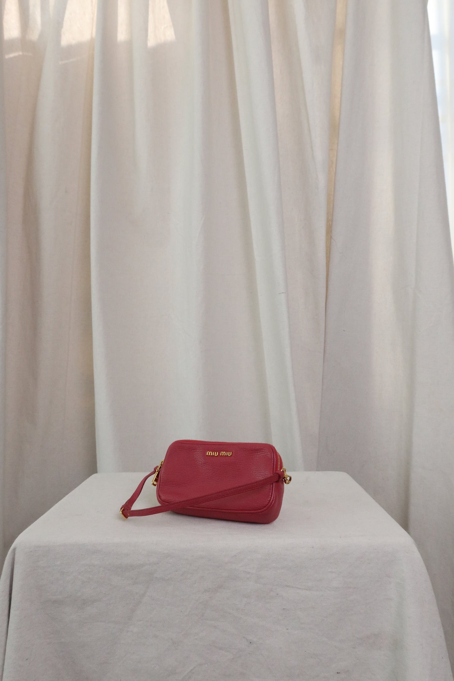 MIU MIU Red Madras Leather Bandoliera Pochette Bag