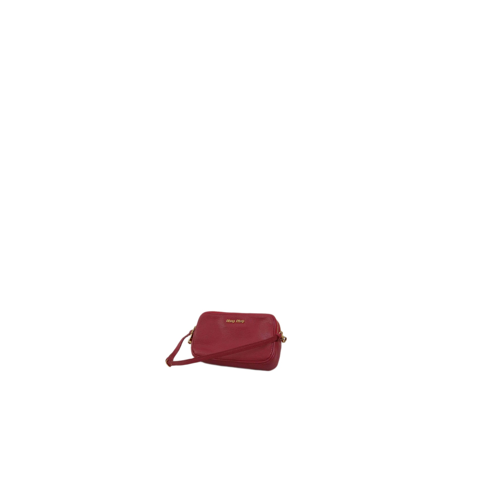MIU MIU Red Madras Leather Bandoliera Pochette Bag