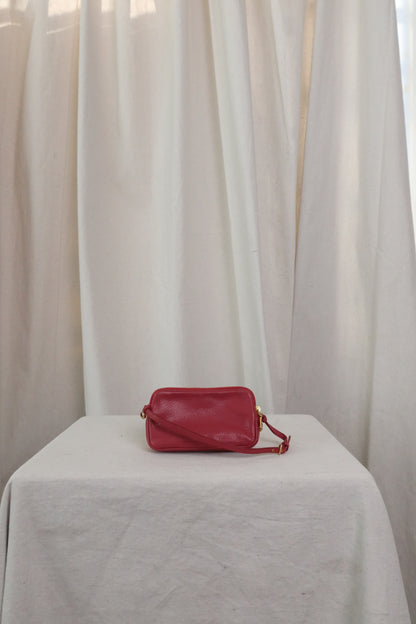 MIU MIU Red Madras Leather Bandoliera Pochette Bag