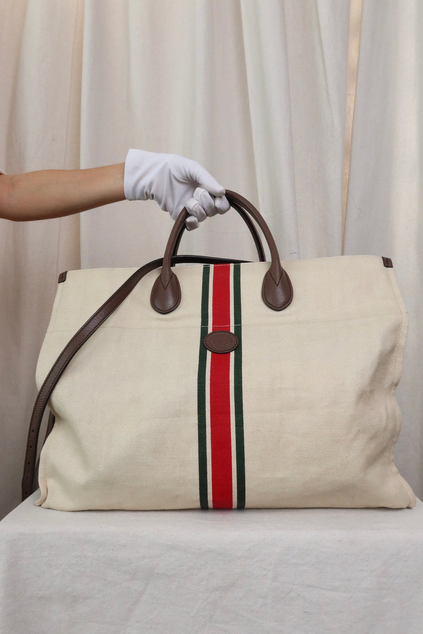 GUCCI Large Foldable Linen Tote Bag