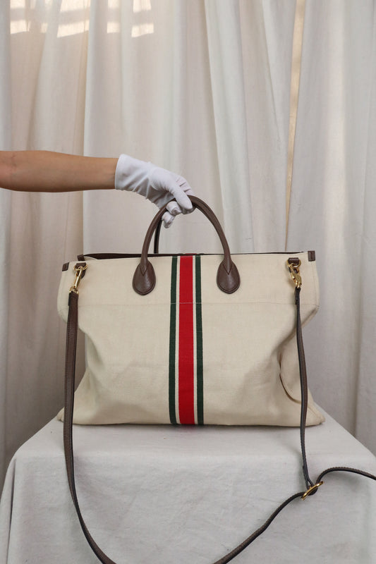 GUCCI Large Foldable Linen Tote Bag