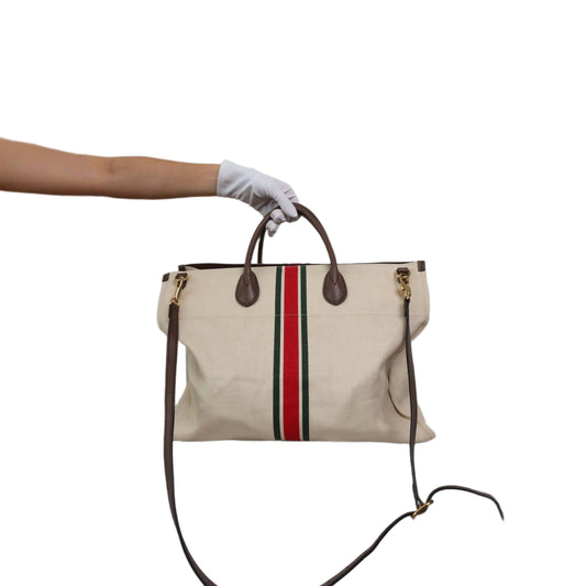 GUCCI Large Foldable Linen Tote Bag