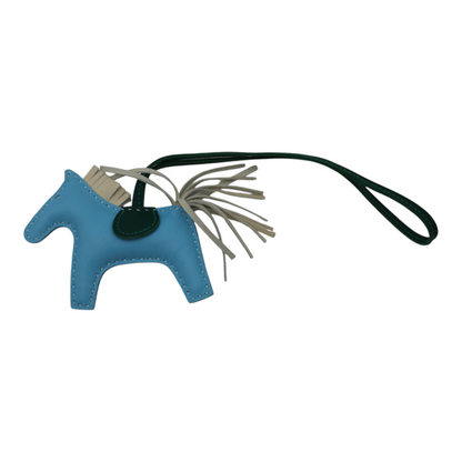 Hermès Milo Lambskin Grigri Rodeo Horse Bag Charm PM in Bleu Céleste, Malachite & Craie