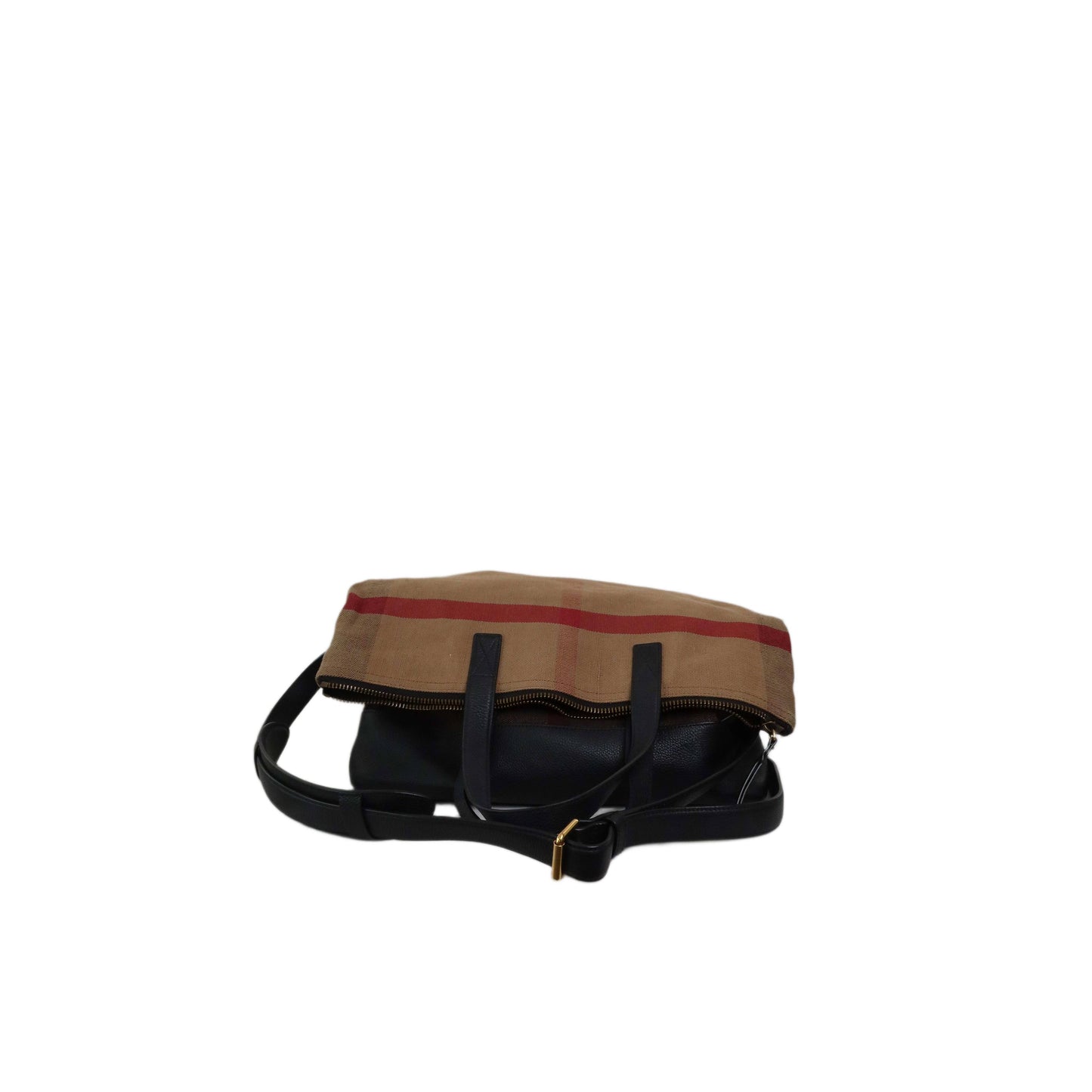 Burberry Grainy Calfskin Mega Check Armley Folding Messenger Black