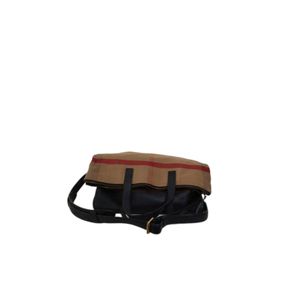 Burberry Grainy Calfskin Mega Check Armley Folding Messenger Black