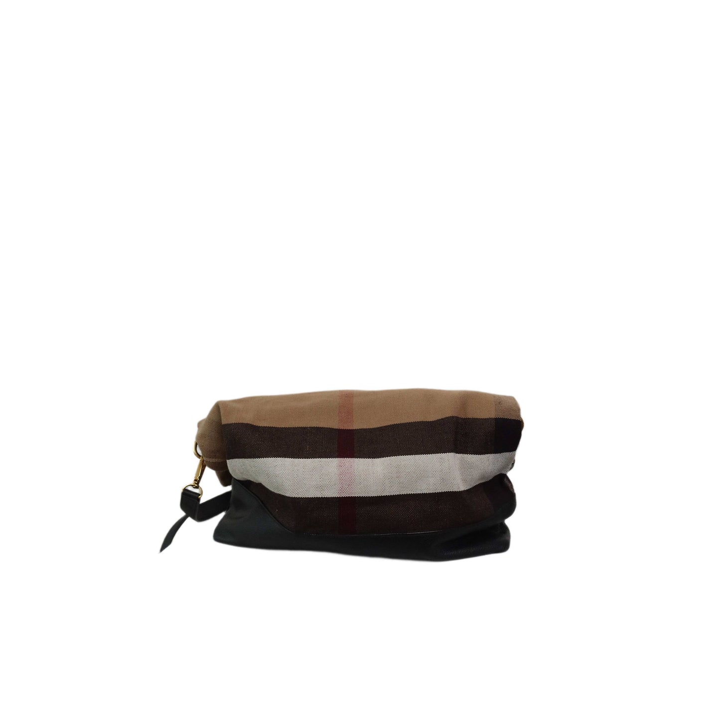 Burberry Grainy Calfskin Mega Check Armley Folding Messenger Black