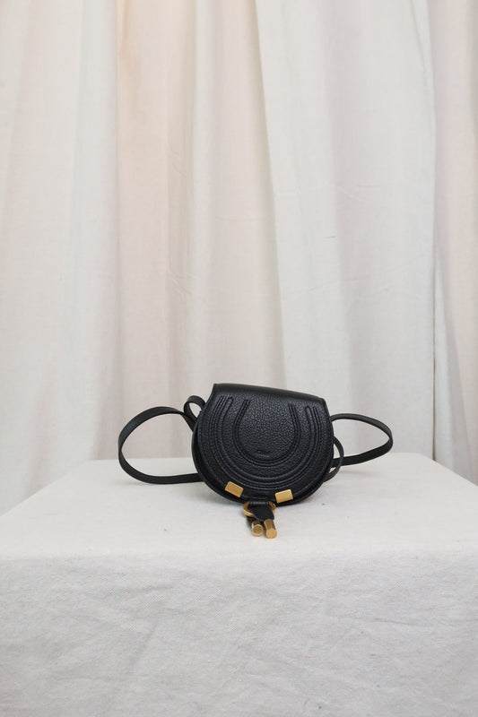 CHLOÉ Black Nano Marcie Saddle Bag